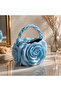 3D Printing Rose Flower Design Light Blue Color Custom Design Women's Handbag – Stylish, Elegant, and Eye-Catching Floral Pattern Bag