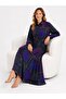 Women's Plus Size Shirt Collar Buttoned Oversize Loose Cut Summer Cotton Viscose Long Dress - 5
