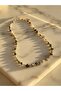 Natural Stone and Stainless Steel Combination Necklace with Hawk's Eye Stone