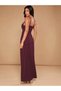 Women's Rope Strap Deep V-Neck Slit Long Janjan Crepe Dress - 2