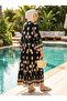 Women's Viscose Patterned Long Dress – Buttoned Comfortable Cut Summer Hijab Dress - 2
