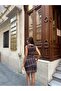 Women's Degaje Collar Skirt Pleated Plaid Pattern Dress - 8