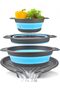 Collapsible Colander, 3-Pack Foldable Kitchen Strainers with Over-Sink Water Draining Tray, Space Sa