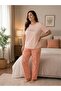 Women's Plus Size Milan Fabric Crew Neck Short Sleeve Pajama Set Gift, Dowry Pajama Set
