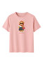 Women's Powder Retro Teddy Bear Printed T-Shirt Comfortable Fit 100% Cotton - 2