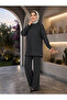 Women's Islamic Clothing Modal Fabric Self-Line Detailed Crew Neck Top and Bottom Set - 4