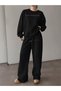 Unisex Women's and Men's Faith over Printed Oversize 3 Thread Crew Neck Sweatshirt and Baggy Sweatpants