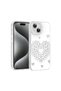 iPhone 15 Case Drop Rhinestone Heart Pattern Rivas Hard Pc Cover