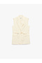 Long Double-Breasted Blazer Vest with Pockets and Belt - 4