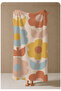 Pastel Orange Yellow Blue Large Retro Floral Pattern 70X150 Beach Towel - Digital Printed Fade-Resistant Bath Towel - 4