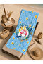 Light Blue Hello Summer Flamingo and Yellow Floral Pattern 70X150 Beach Towel - Digital Printed Bath Towel - 5