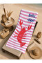 Pink and White Striped Lobster Shell Yeah Written 70X150 Beach Towel - Digital Printed Fade-Resistant Bath Towel - 5
