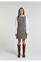 Slim Fit Plaid Women's Brown Sleeveless Dress - 3