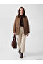 Lcw Grace Brown Velvet Shirt Collar Quilted Women's Coat - 2