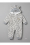 Baby Boy Velvet Jumpsuit with Leopard Pattern and Hood - 2