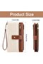 Women's large wallet brown/white RFID vintage PU zipper. - 5