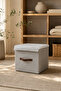 Gray Felt Lid Cube Box 25 X 25 X 25 cm – Leather Handle, Foldable, Multi-Purpose Storage and Organizer Box