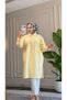 6594 - Stylish Comfortable Sleeve Cuff and Pocket Stone Detailed Woven Soft Fabric Women's Poplin Shirt-Tunic - 6