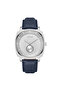 Men's Stainless Steel Square Watch, Blue Leather Band | Trd45mm