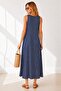 Women's Indigo Striped Long Loose Dress Elb-19001075 - 5