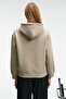 Lioraen Women's Printed Relaxed Kangaroo Pocket Hooded Stone Color Sweatshirt - 6