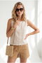 Women's Stone Accessory Buttoned Fringed Flam Cotton Blouse Blz-19003398 - 3