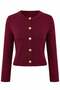 Women's crew neck gold button detailed knit cardigan - 5