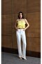 Women's White Jean Pants High Waist Half Spanish Leg Long Denim - 4
