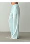 Women's Baby Blue Palazzo Trousers Elastic Waist Lace-Up Wide Leg Long Woven - 3