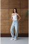 Women's Light Blue Tint High Waist Light Blue Balloon Fit Long Leg 5-Pocket Jean Trousers - 3