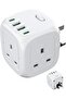 URBANNX Plug Extension Adapter – 3 AC Outlets + 2 USB-A & 2 USB-C Ports – Space-Saving Wall Socket