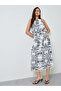 Multi-Color Graphic Print Tassel Details Strappy A-Line Maxi Dress