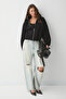 Valit women's double pocketed skirt and elasticated cuff zippered oversize black sweatshirt - 5