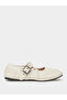 Beige Criss-Cross Straps Buckled Flat Ballerina