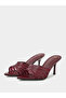 Burgundy Mesh High Heel Mules - 2