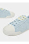 Light Blue Suede-Look Textile Sneakers - 3