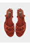 Brown Bow Details Satin Flat Sandals - 5
