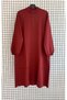 Trendy Collar Zippered Balloon Sleeve Stripe Detailed Full Fit Knitwear Tunic-110 cm - 2