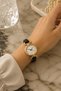 Boffy Women's Wristwatch Black Leather Band Gold Case Minimal Vintage Design Roman Numeral Elegant Classic Women's Watch - 7