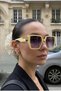 Palme Square Gold Accessory Ultra Light U400 Filtered Luxury Beige Yellow Women's Sunglasses - 2