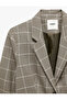 Regular Fit Long Sleeve Classic Collar Pocketed Buttoned Plaid Blazer Jacket - 3