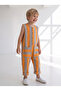 100% Cotton Orange Gray Striped Sleeveless Jumpsuit - 2