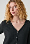 Pointel Fabric V-Neck Pajama Set with Placket Detail - 4