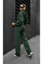 Women's Sporty Stylish Zippered Three-Thread Non-Printed Fabric Top and Bottom Tracksuit Set 0057 - 5
