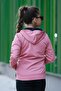 Girl's Hooded Stripe Printed Diver Fabric Tracksuit Set with Sleeve Pockets Esf7031 - 5