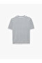 Buttoned Crew Neck Short Sleeve Striped Knitwear T-Shirt - 6
