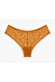 Women's Lace Front and Back Brazilian Panties Lycra Yellow Single - 5