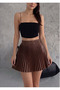 Women's Pleated Elastic Waist Shiny Lacquer Fabric Mini Skirt, Doesn'T Show under Clothes, 45 cm