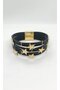 Stella Black Leather Gold Star Magnetic Bracelet (19 cm) - 2