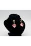 Women's Gold Color Heart Detailed Pink Crystal Stone Dangle Earrings - Elegant, Stylish, Sparkling Gift Earrings - 3